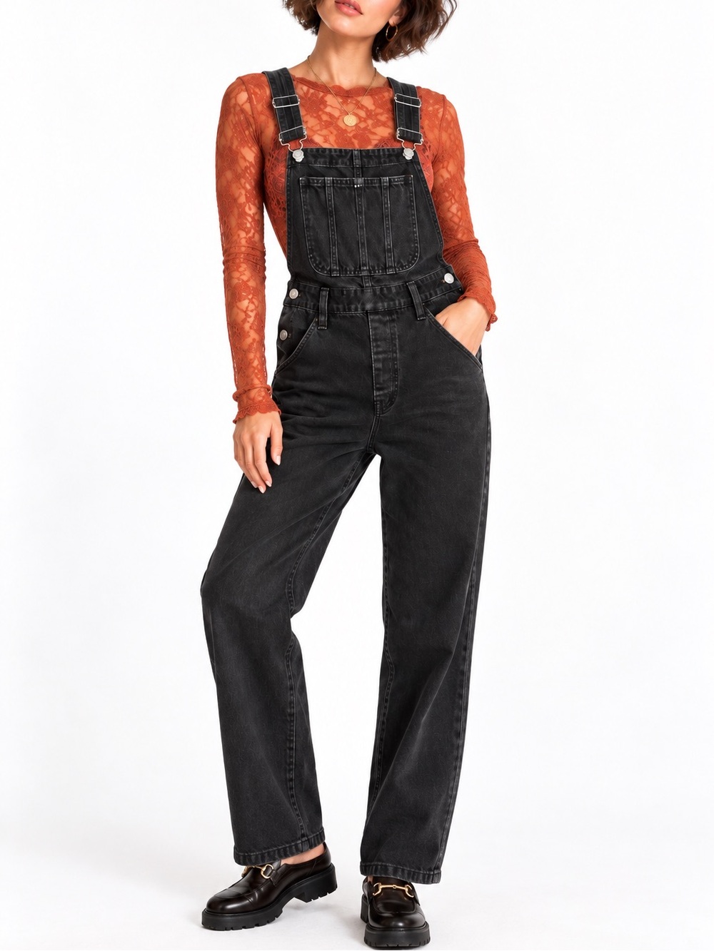 Madewell Straight Leg Denim Overalls Lunar Wash Black Rigid Cotton S